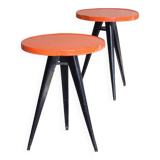 Xavier Pauchard - Two round Tholix metal bistro tables 1960