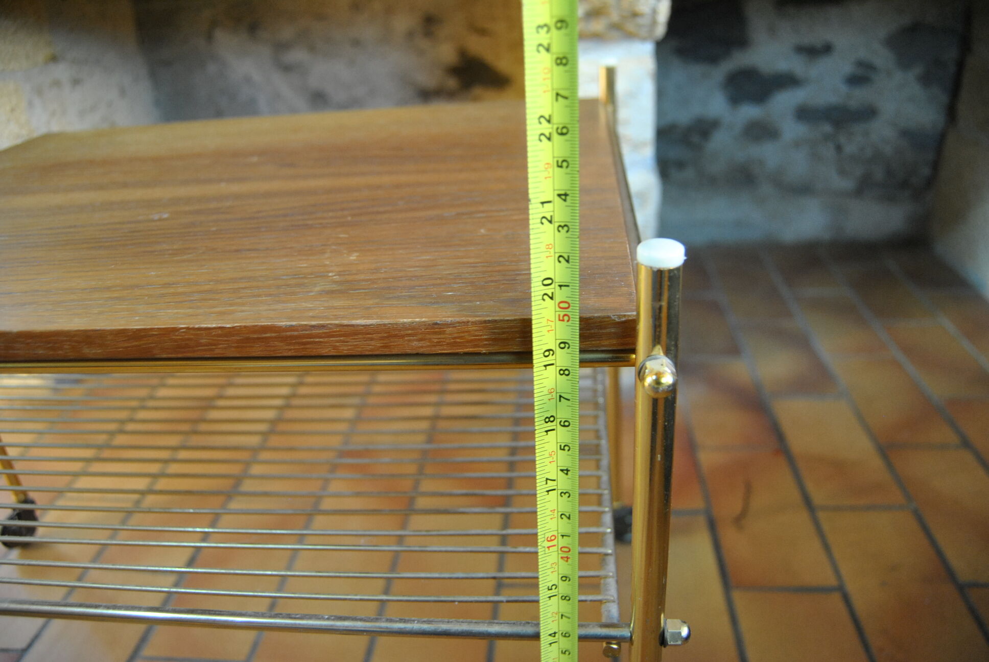 Vinyl storage cabinet with vintage wheels 70s