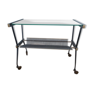 Desserte-console en métal et laiton