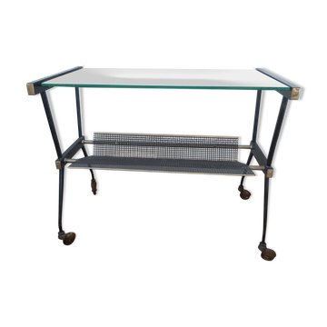 Desserte-console en métal et laiton vintage
