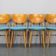 Ensemble de quatre chaises de salle à manger en hêtre des années 1970 par TON, Tchécoslovaquie