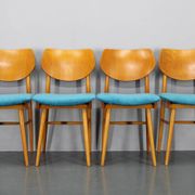 Ensemble de quatre chaises de salle à manger en hêtre des années 1970 par TON, Tchécoslovaquie