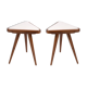 Set of two triangular velvet stools in white, Europe, 1960s
