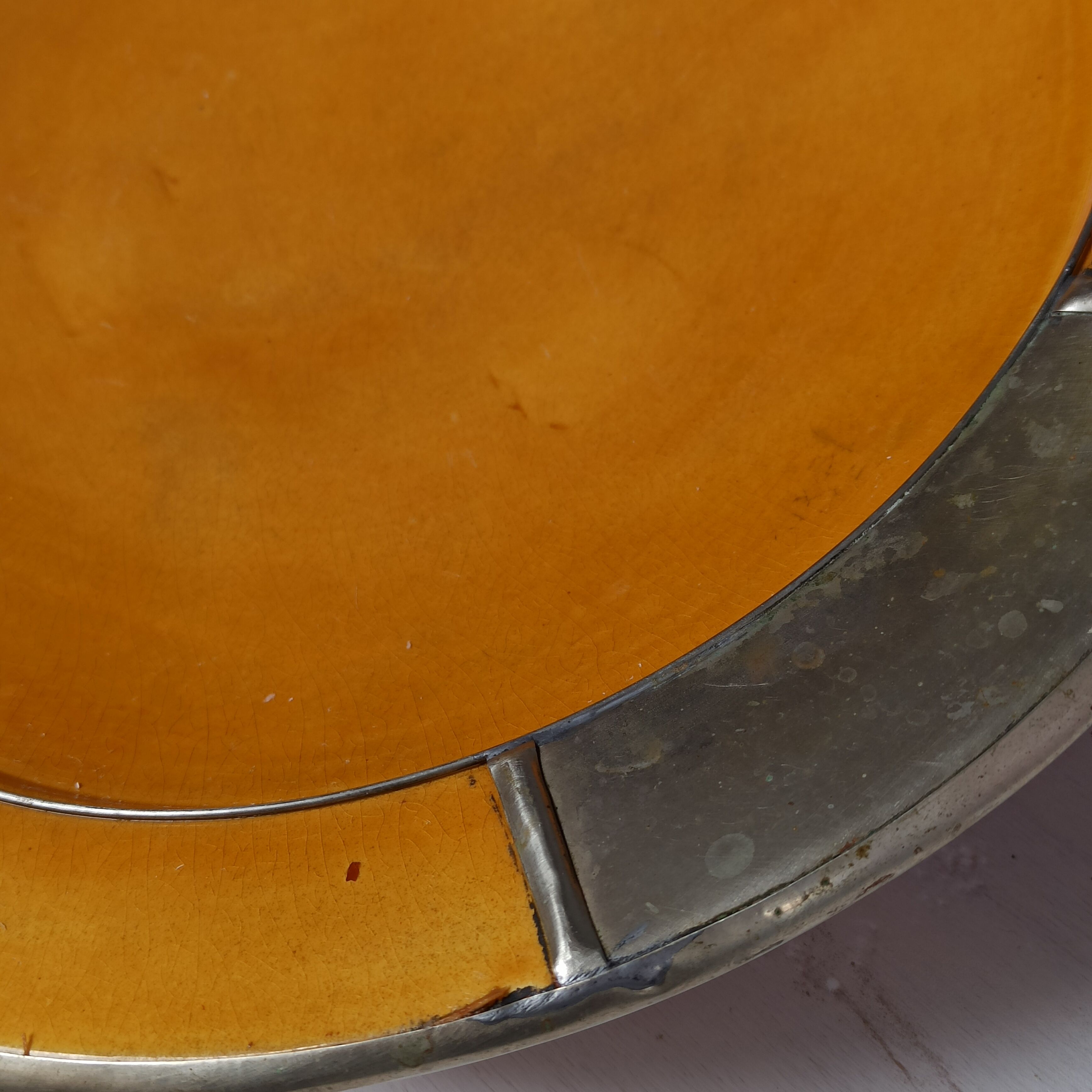 Vintage Moroccan ceramic yellow dish 33 cm