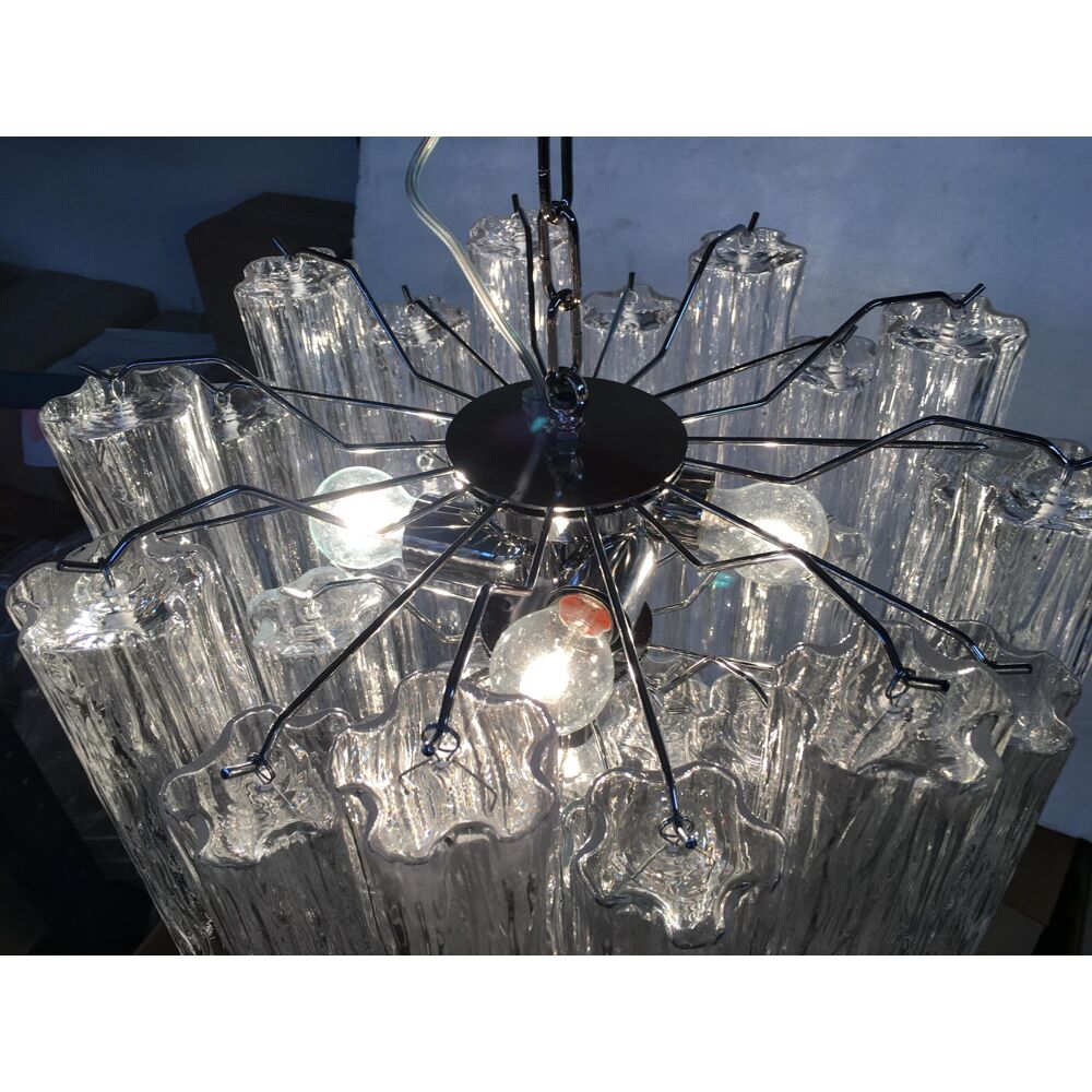 Clear “tronchi” murano glass chandelier d50