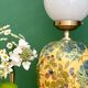 Vintage table lamp with floral decorations and white opaline.