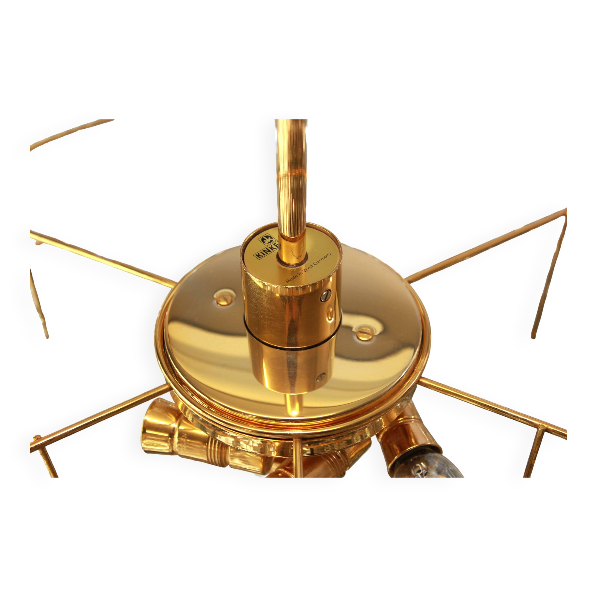 Kinkeldey chandelier in gilded brass and crystal glass, Germany, 1970s