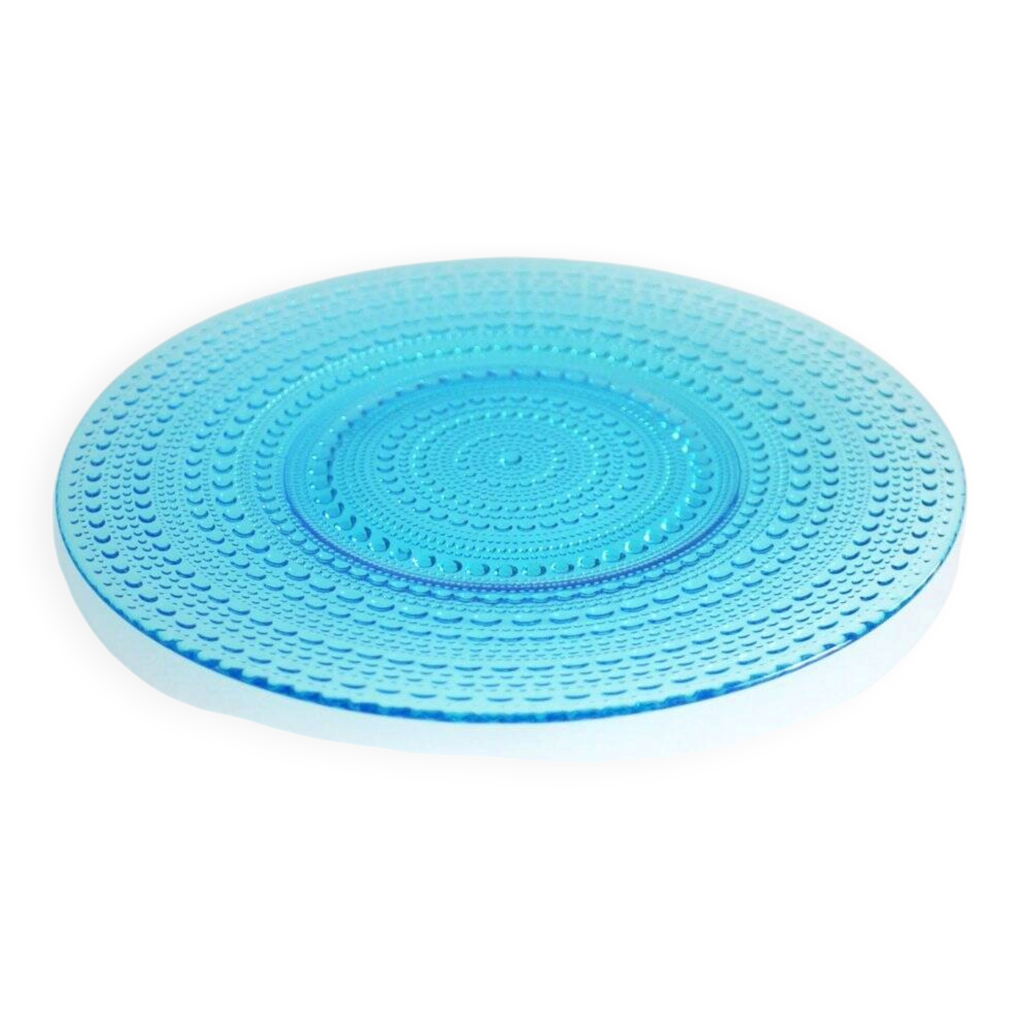 Grand plat en verre de style mid-century moderne en bleu azur par Oiva Toikka, Kastehelmi, Italie, 1979
