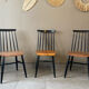 3 vintage Fanett chairs, Tapiovaara model, Stol Kamnik edition