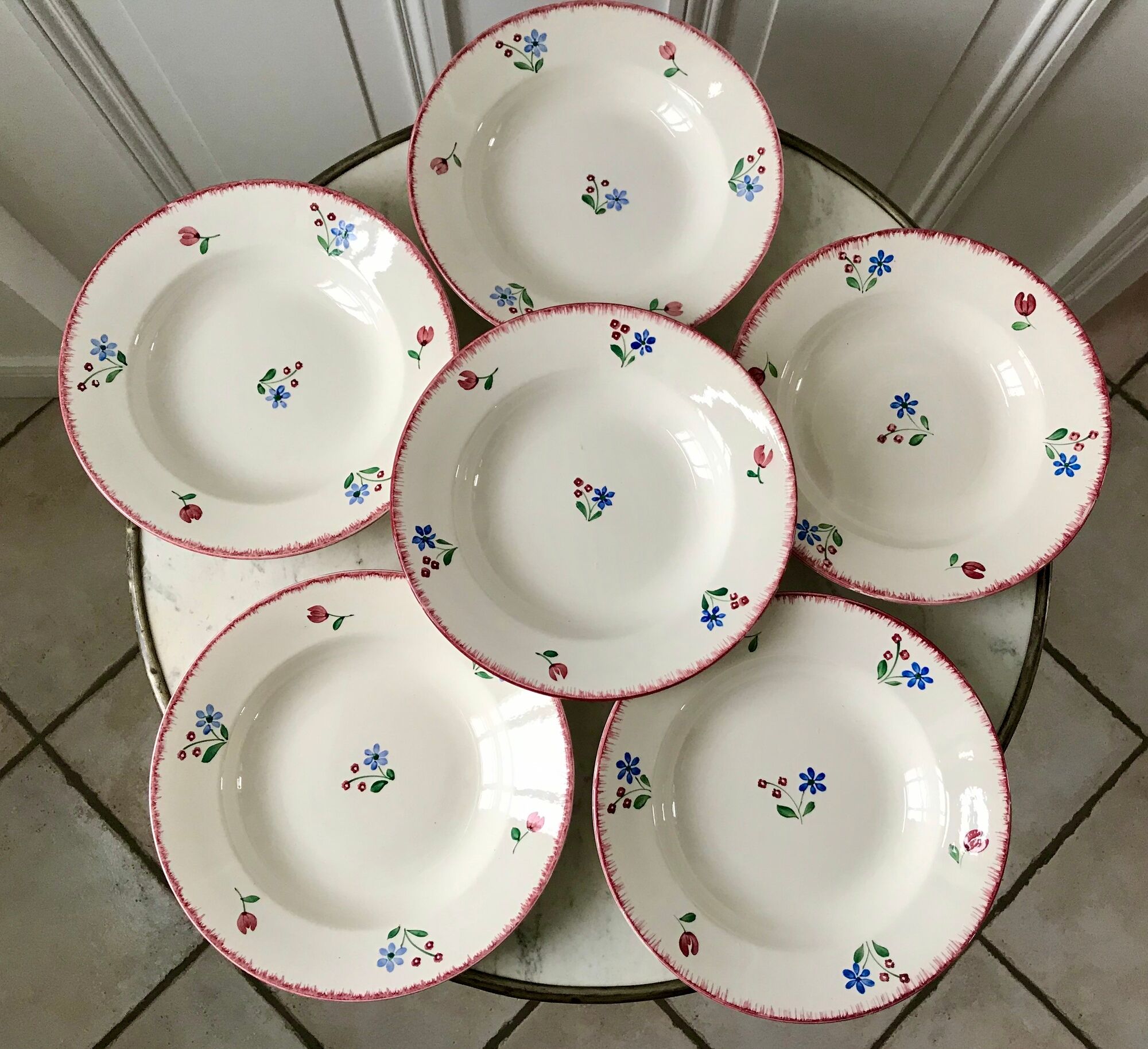 Lot of 6 hollow plates badonviller model "dany" years 30-40