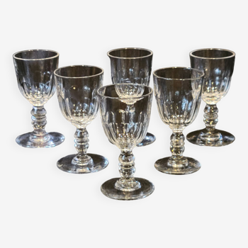 Baccarat model Clermont Côtes Plats Lot 6 Old Glasses A Vin Port Cristal