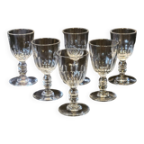 Lot 6 anciens verres a vin porto cristal, Baccarat Modèle Clermont Côtes Plates