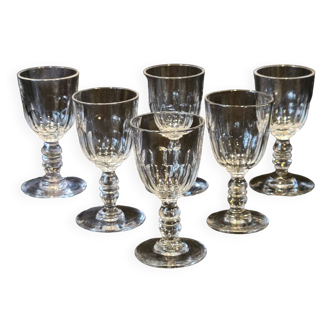 Baccarat model Clermont Côtes Plats Lot 6 Old Glasses A Vin Port Cristal