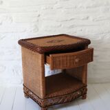 Pair of Wicker Bedside Tables, Vivai Del Sud, design XX Italy