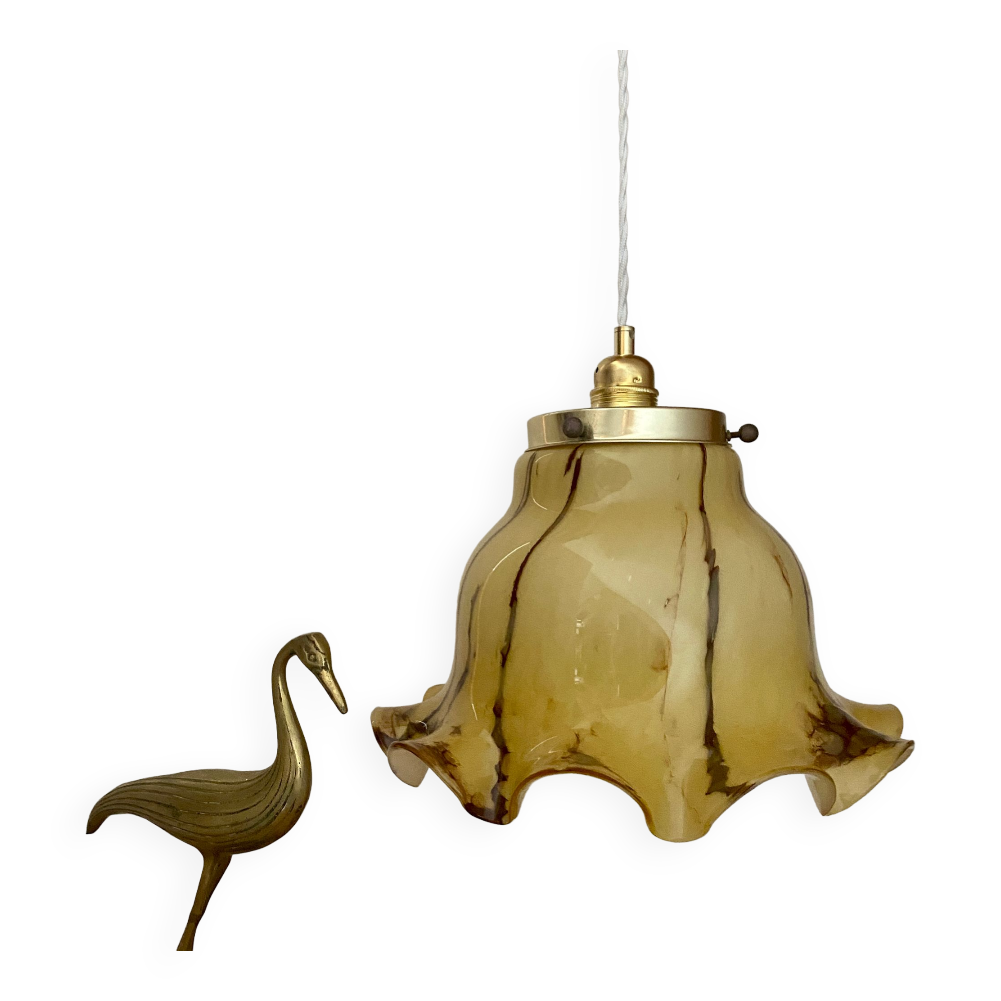 Suspension lamp xxl vintage glass clichy marbled effect