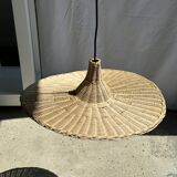 Small suspension, rattan luminaire in hat shape D:60cm