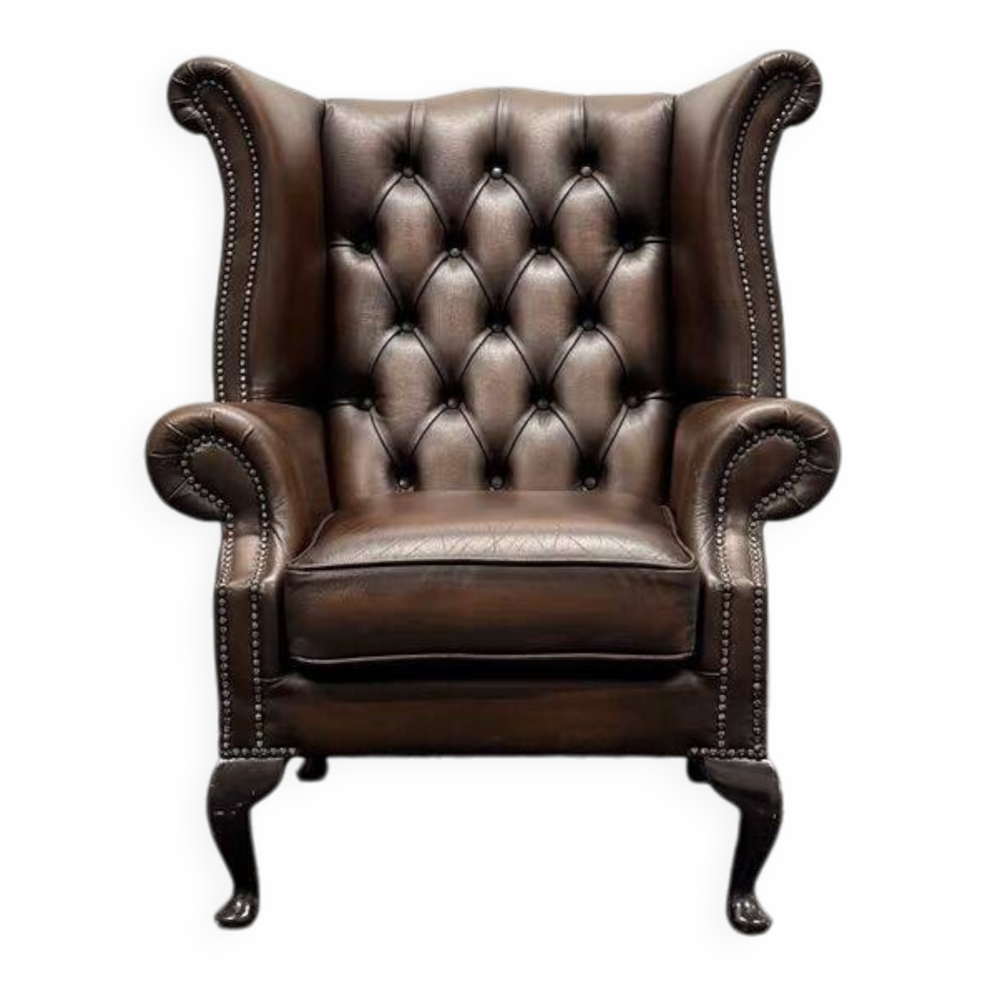Brown Leather Chesterfield Wing Chair