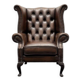 Brown Leather Chesterfield Wing Chair