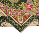 Tapisserie vintage nouée à la main noir kilim 214 cm x 356 cm - 23281