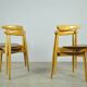 🟡 Beech & teak dining chairs, Hans J. Wegner & Fritz Hansen, Denmark 1950s