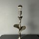 Solid brass silver custom made flower lamp with cocoon fabric shade, 1970s
