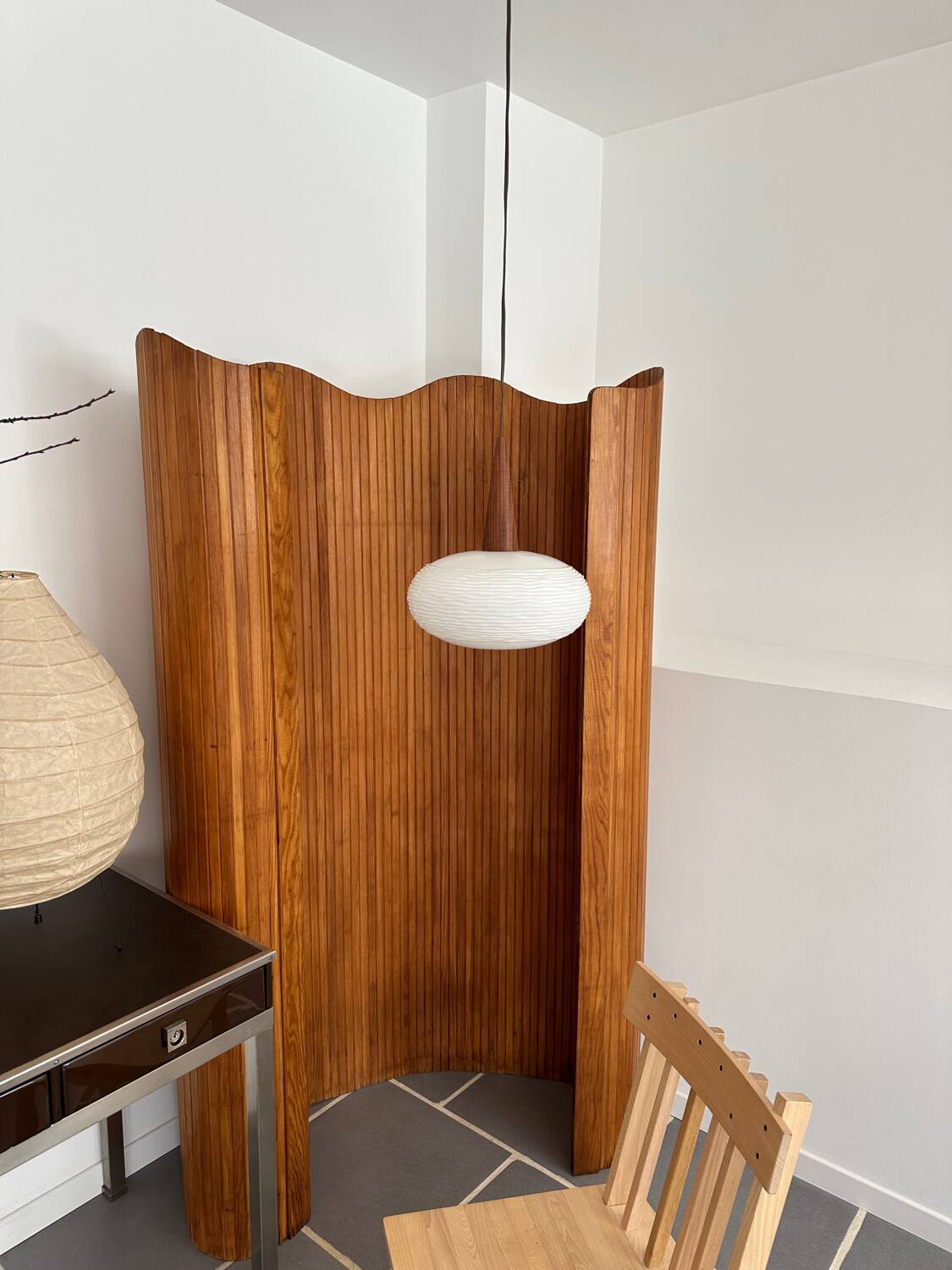 Opaline pendant light Louis Kalff