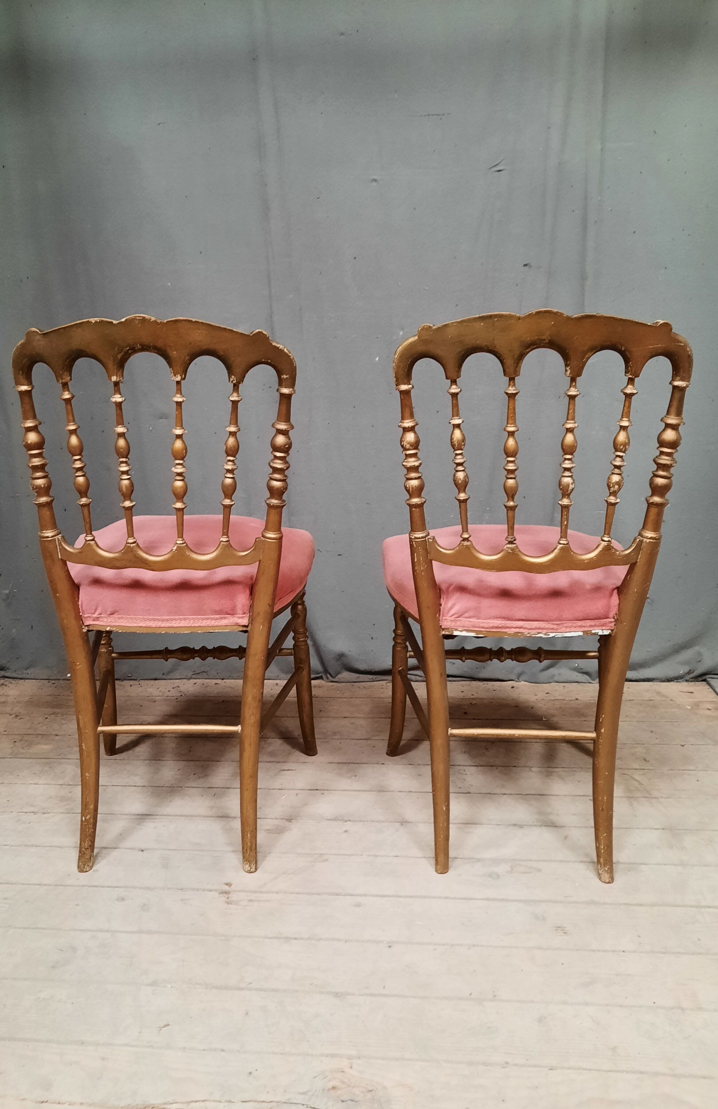 Pair of golden chairs Napoleon III