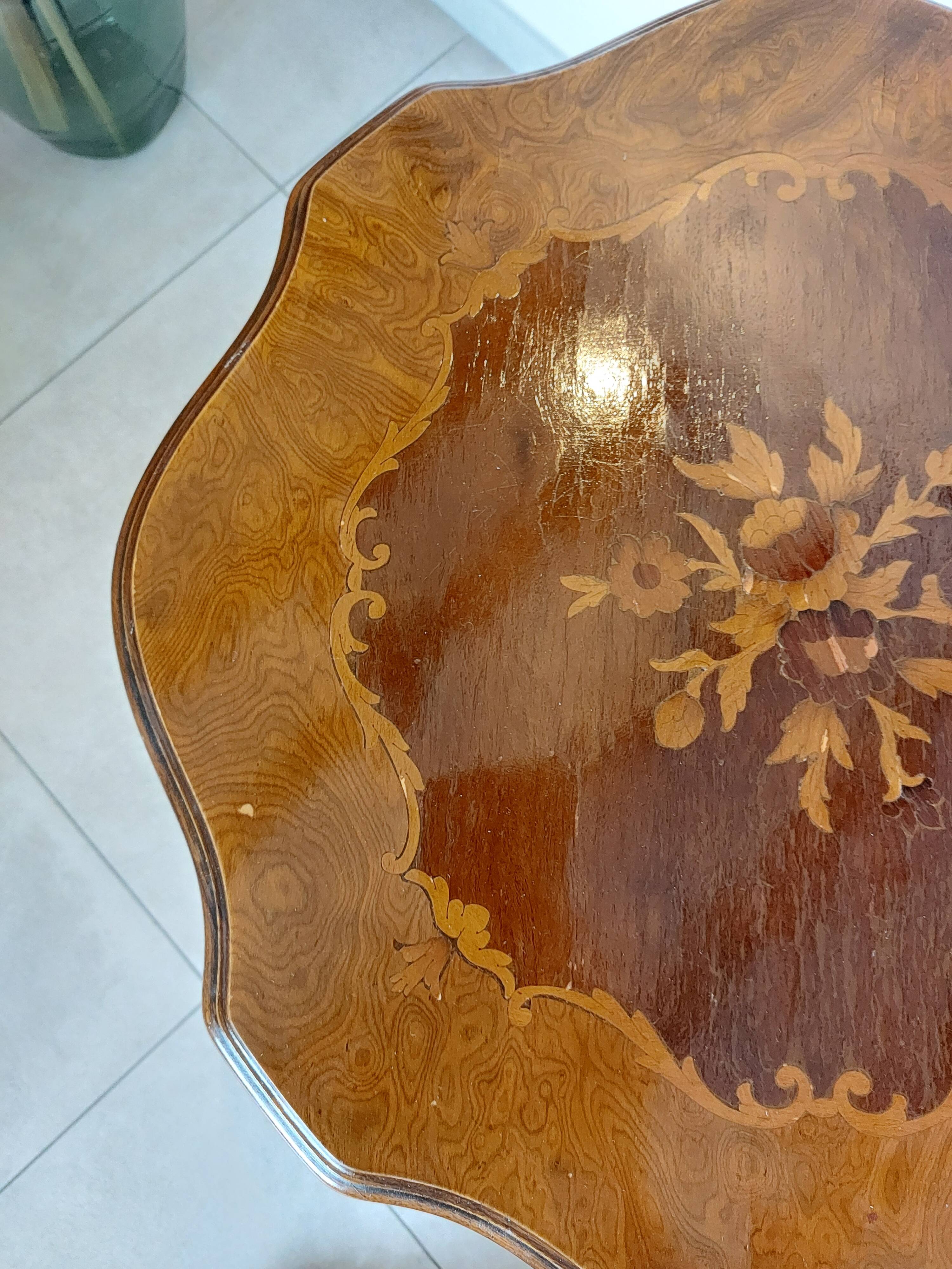 side table with marquetry