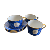 Tea service 3 cups and porcelain saucers hand-painted