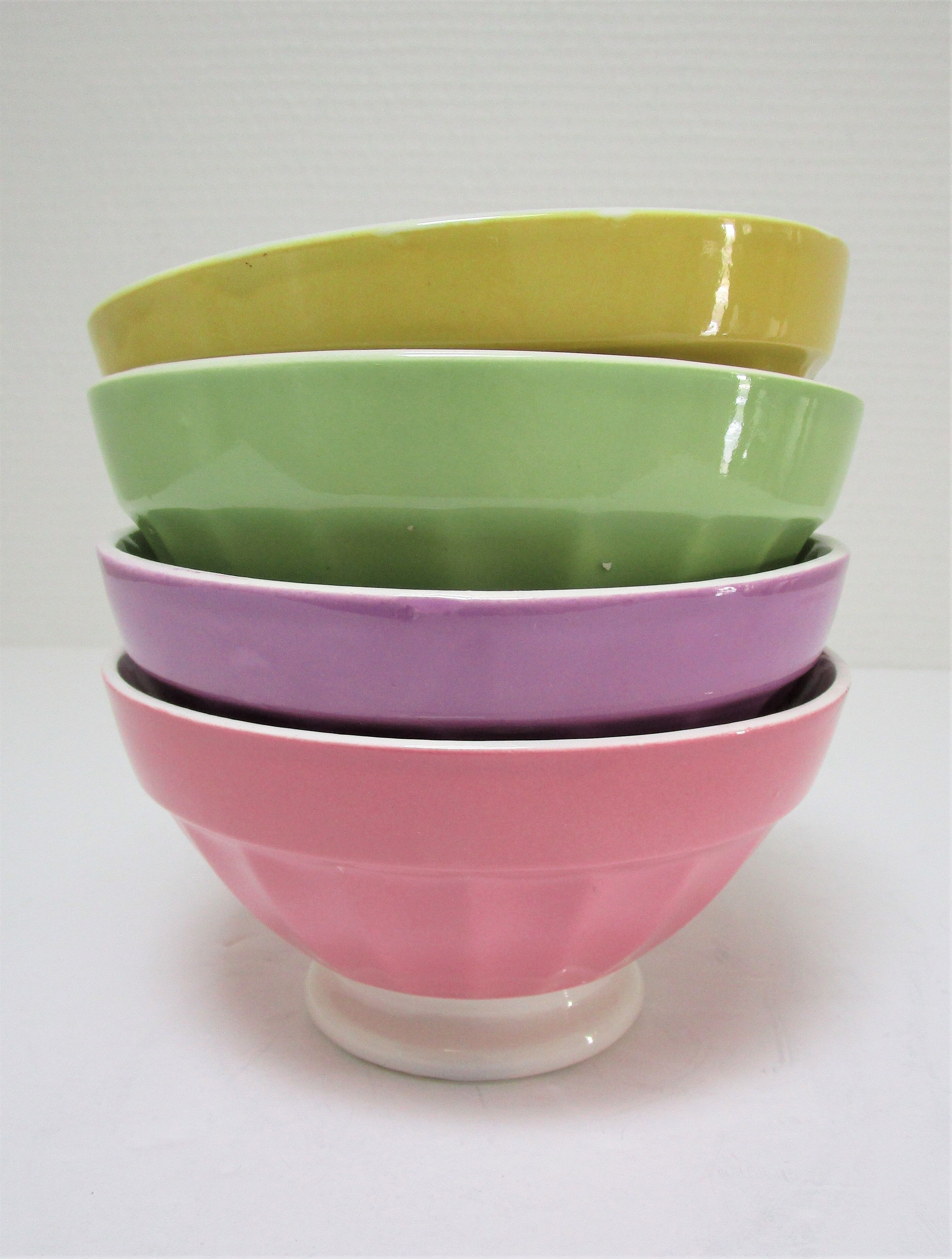 Four bowls Digoin Sarreguemines old pastel tones