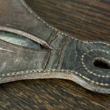 Miroir en cuir piqure sellier
