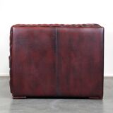 Beautiful red cowhide sleekly designed Chesterfield 2-seater sofa
