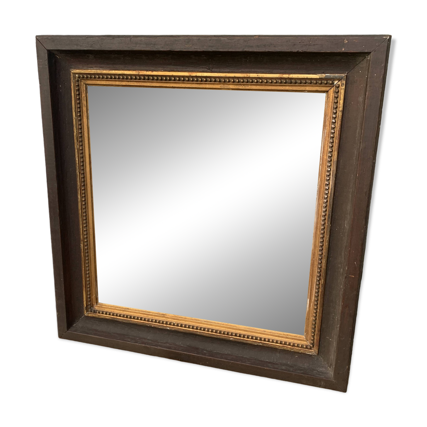 Antique rectangular mirror, carved frame