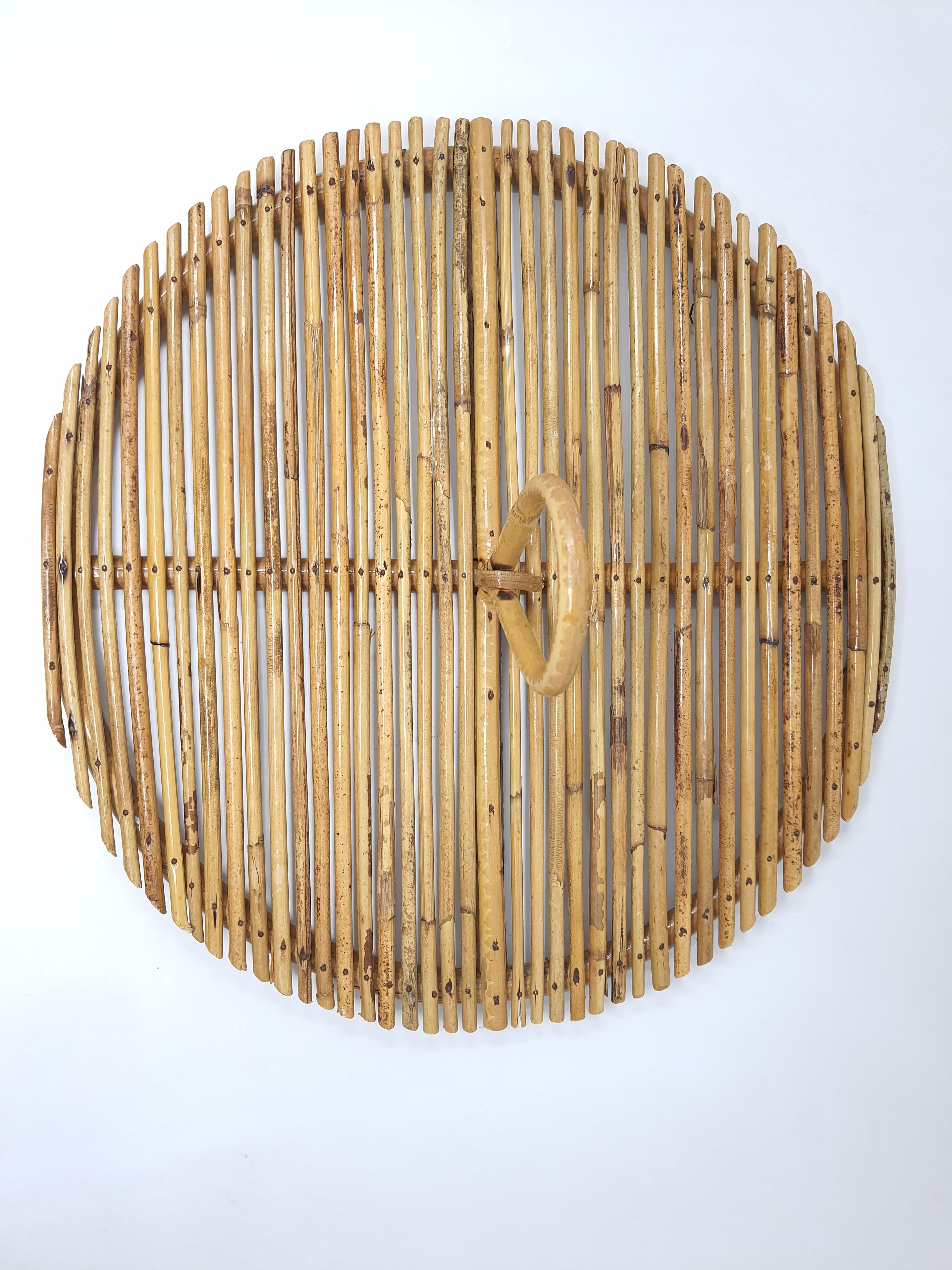 Old round rattan cheese tray