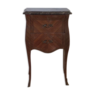 Rosewood and marble bedside table