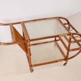 Bar Cart in Bamboo & Rattan, 1950s Denmark