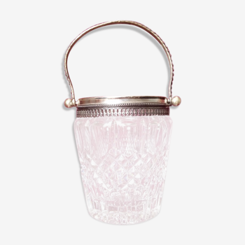 Crystal ice bucket / silver metal