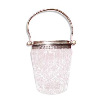 Crystal ice bucket / silver metal