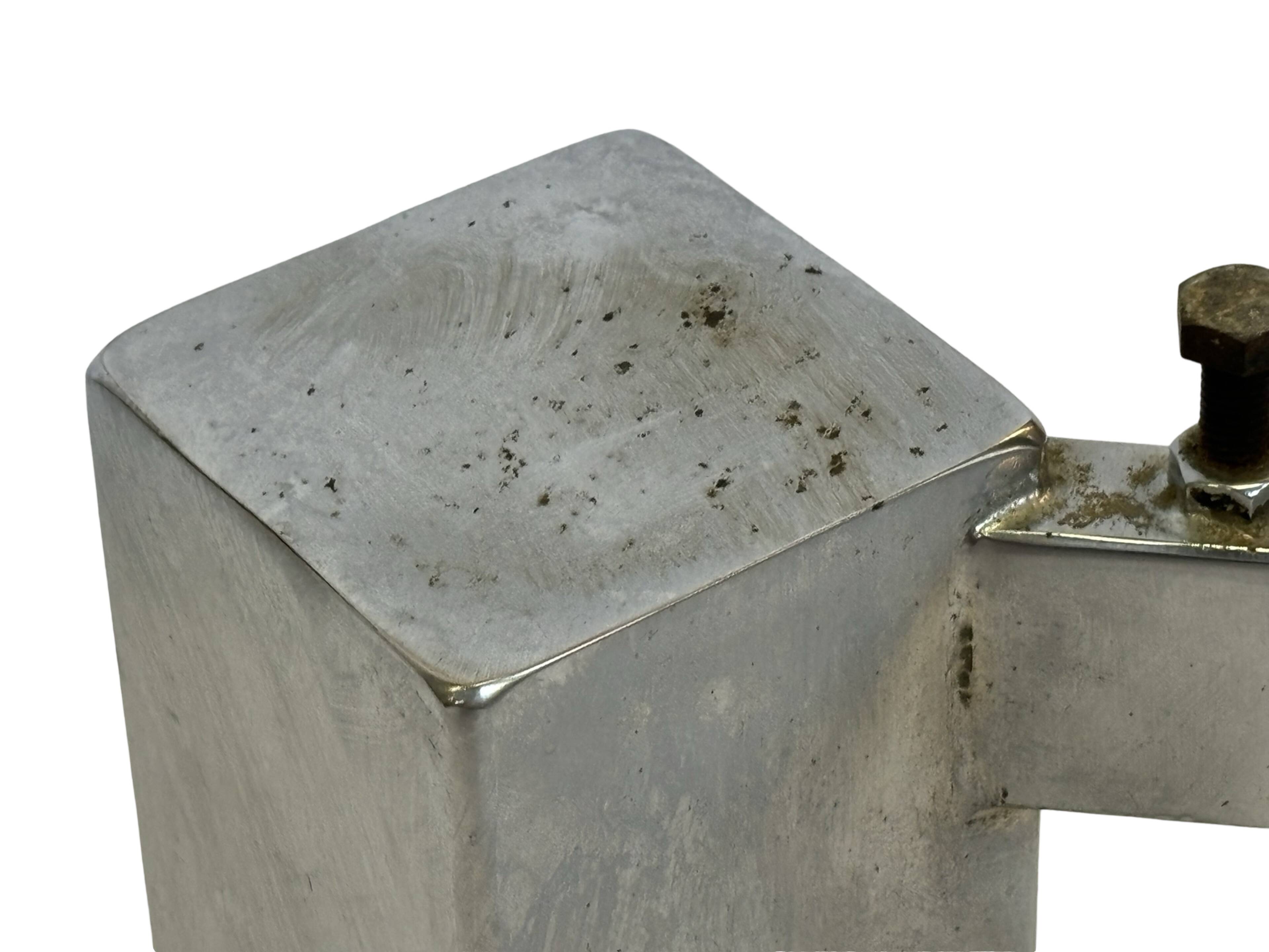 Table basse carrée plateau en pierre et piètement en acier chromé - années 60