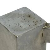 Vintage Square coffee table with slat stone top and chromed steel base - 1960s
