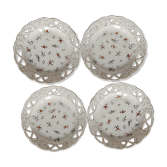 Set of 4 openwork flower plates