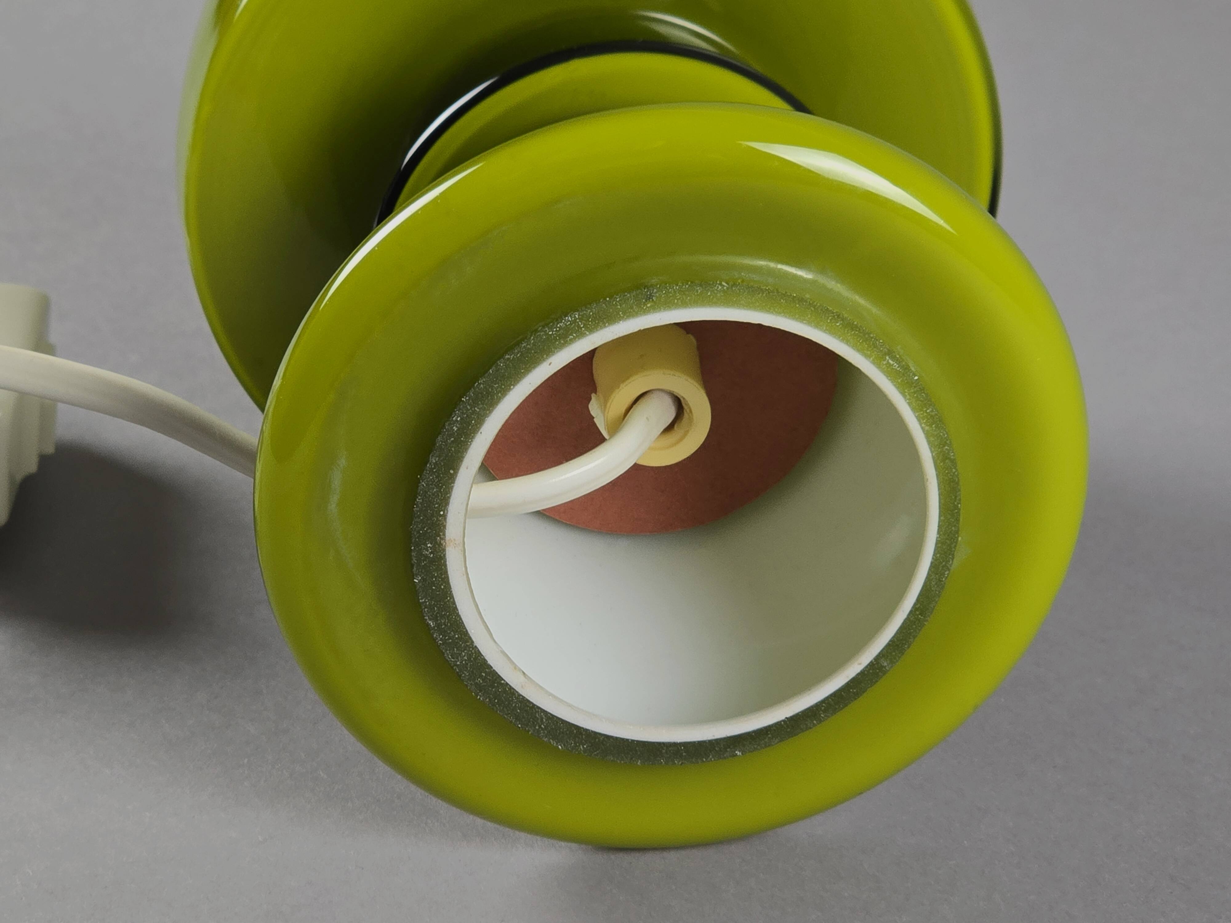 Vintage 1970s Flygsfors Orrefors Green Glass Mushroom Lamp, Sweden.