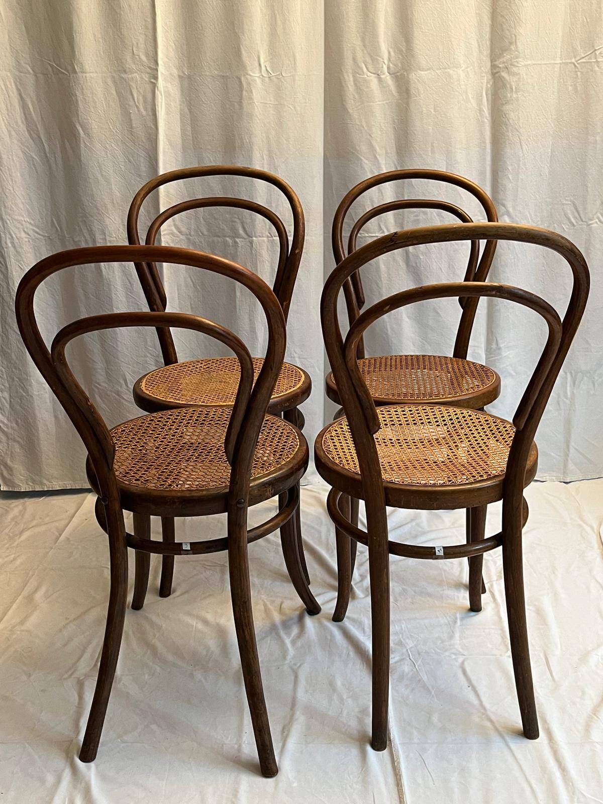 Ensemble de chaises cannées en bois courbé Thonet, années 30-40