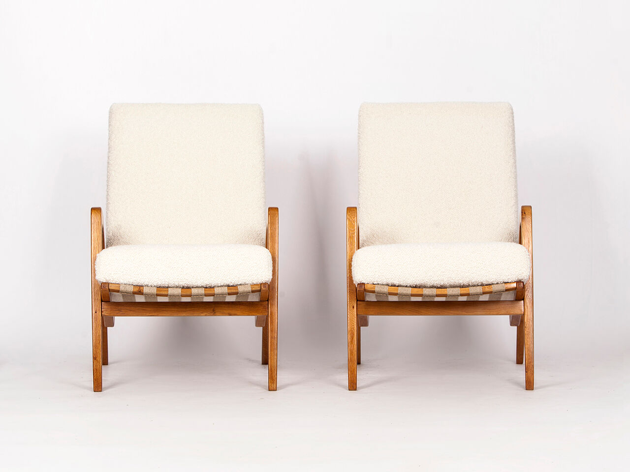 Midcentury Boucle Armchairs by Jan Vanek for ULUV, 1960s, Set of Two