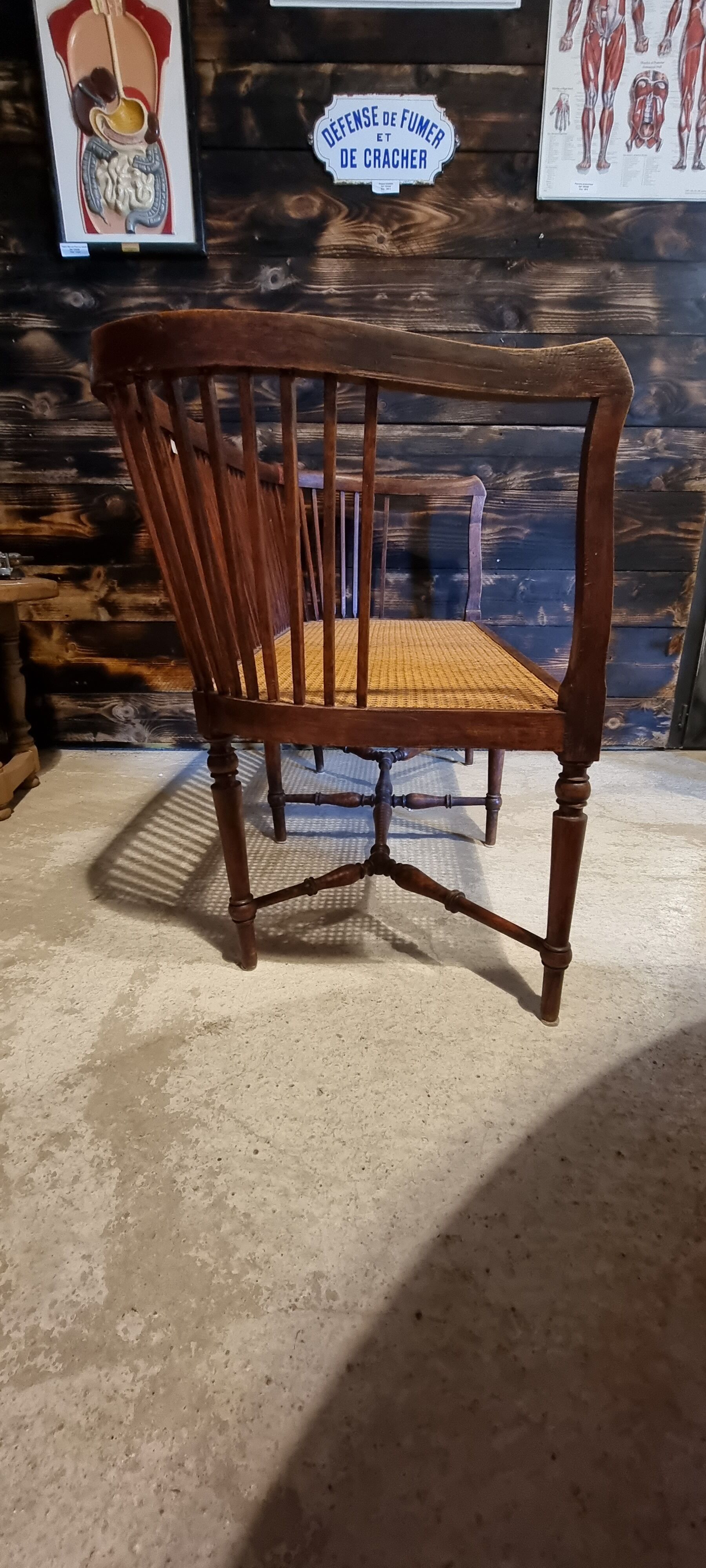 Wooden bench and cannage