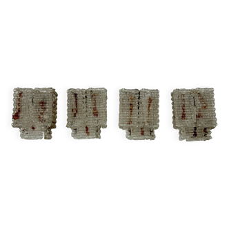 Ensemble de quatre grandes appliques en verre de Murano par Poliarte. Italie années 1970