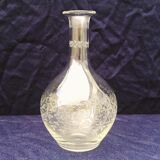 Carafe en verre ciselé  décor feuillage 50’s vintage
