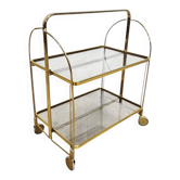 Mid-Century Folding Bar Cart – Brass and Ribbed Plexiglass – 1960s