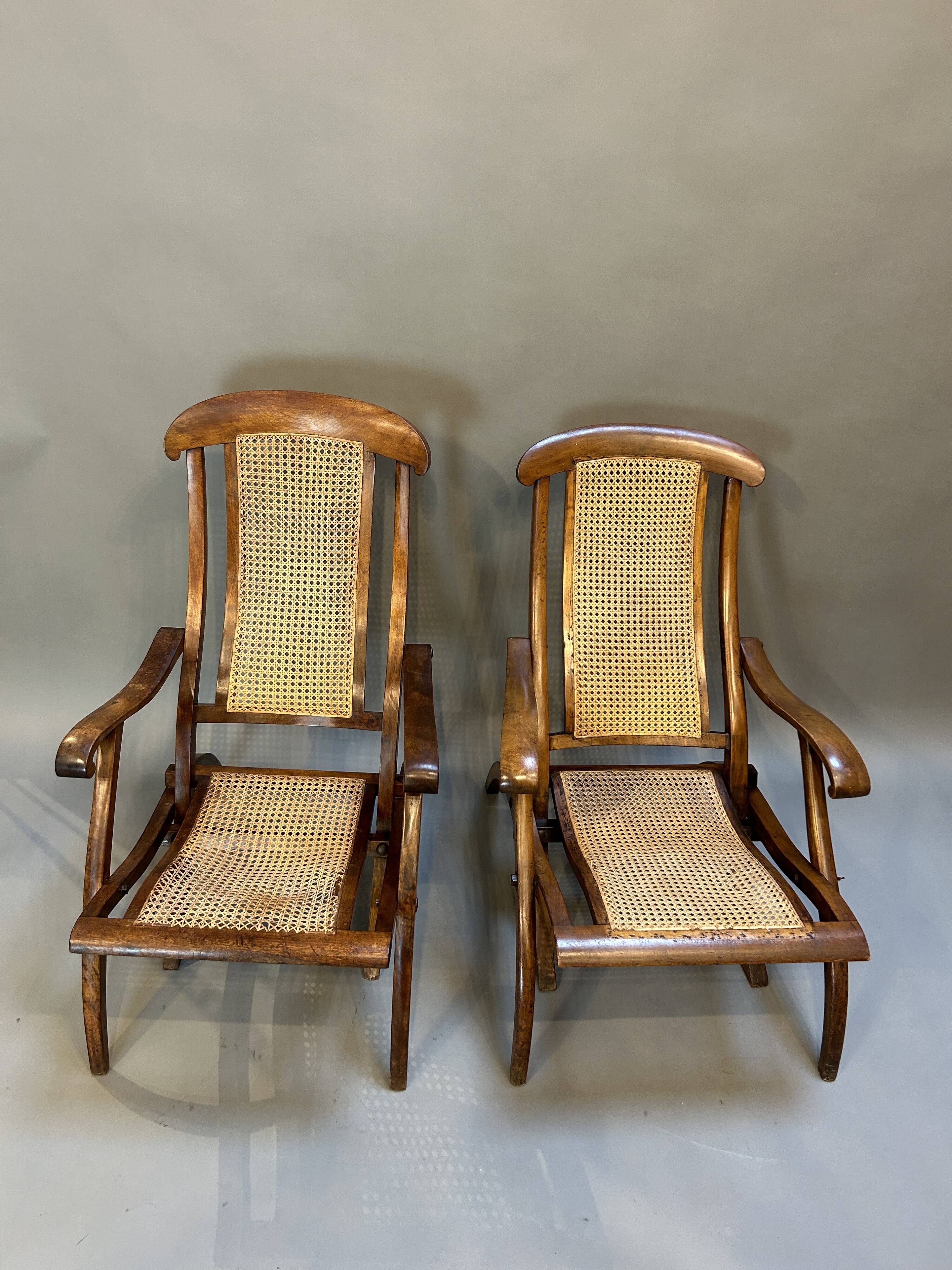 Pair Edwardian Steamer Deck Chairs