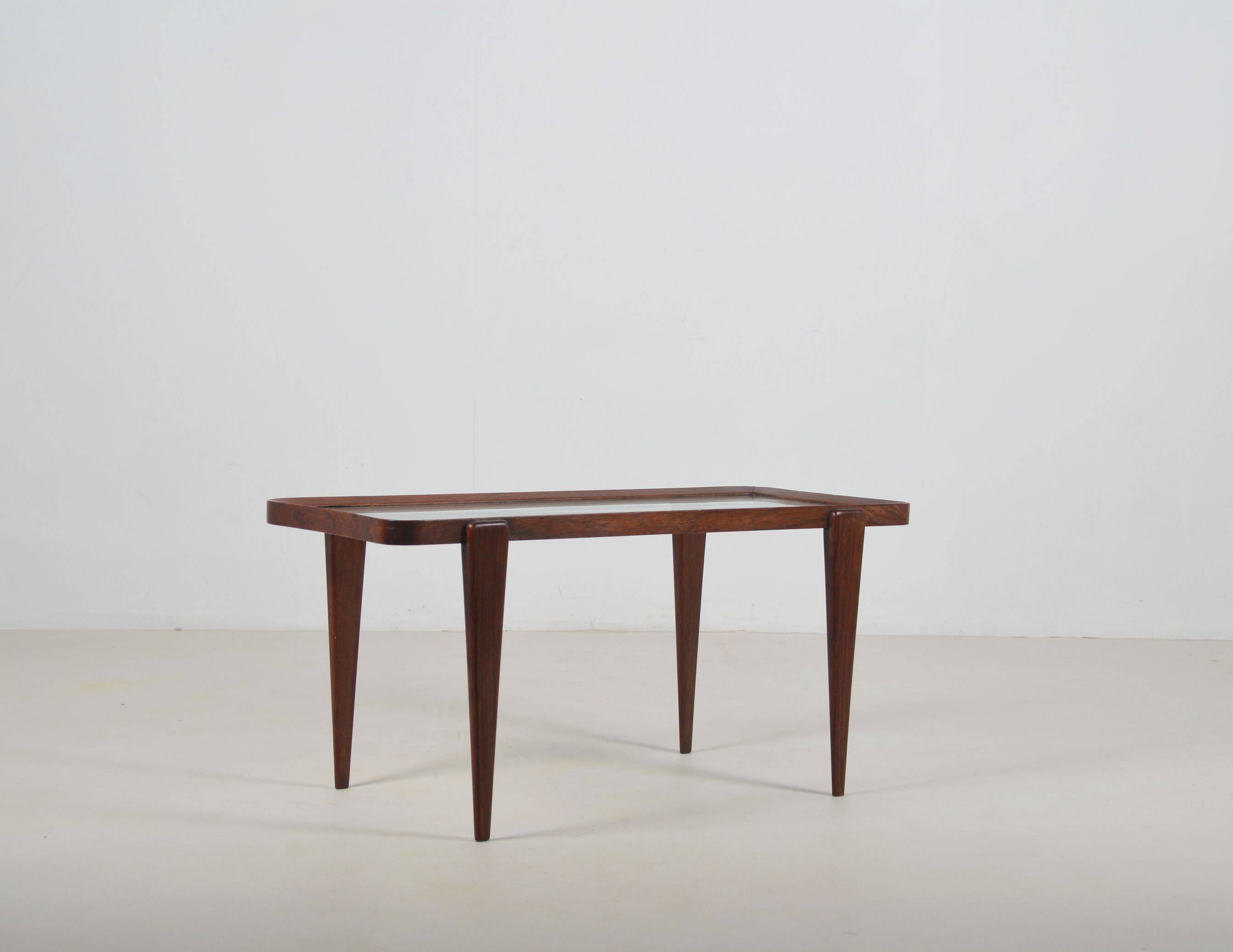 Italian coffee table with glass top in the style of Ico Parisi, 1950s